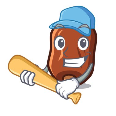 Beyzbol tarihleri meyve karakter karikatür vektör çizim oynarken