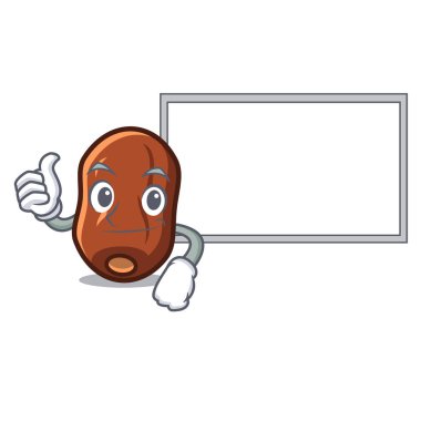 Başparmak yukarıya kurulu tarihleri meyve karakter karikatür vektör çizim ile