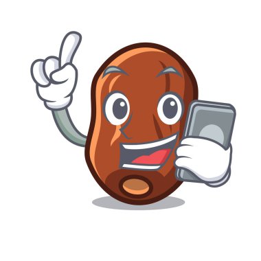 Telefon tarihleri meyve karakter karikatür vektör çizim ile