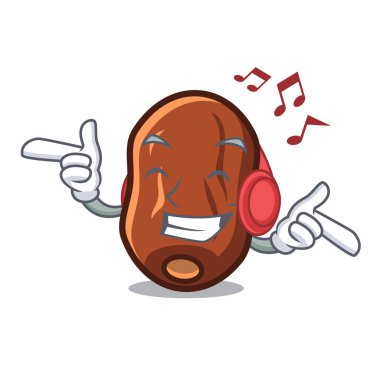 Dinleme müzik tarihleri maskot karikatür vektör çizim meyve