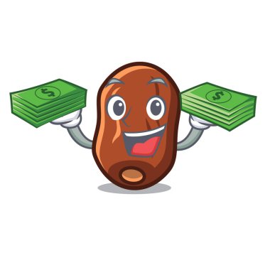 Parayla tarihleri maskot karikatür vektör çizim meyve.