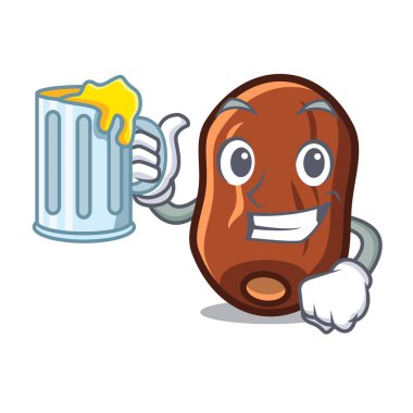 Meyve suyu ile tarihleri maskot karikatür vektör çizim