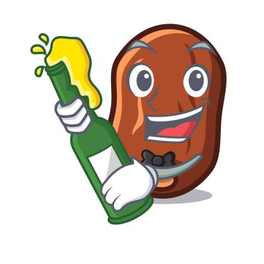 Bira ile tarihleri maskot karikatür vektör çizim meyve.