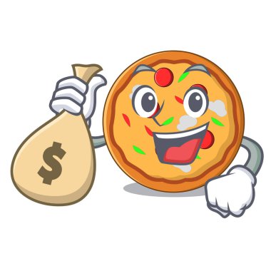 Para çantası pizza karakter karikatür tarzı ile