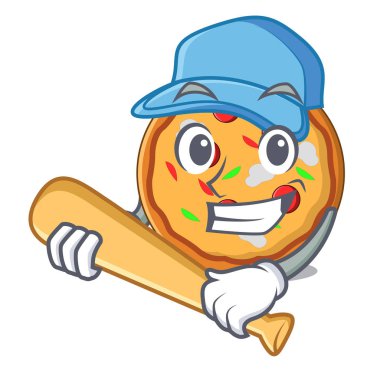 Oyun beysbol pizza karakter karikatür tarzı