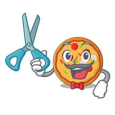 Pizza karakter karikatür tarzı berber