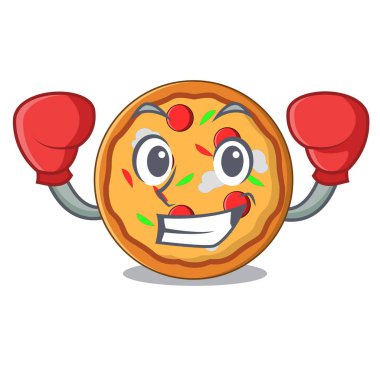 Pizza karakter karikatür tarzı boks