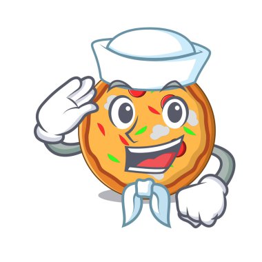 Denizci pizza karakter karikatür tarzı