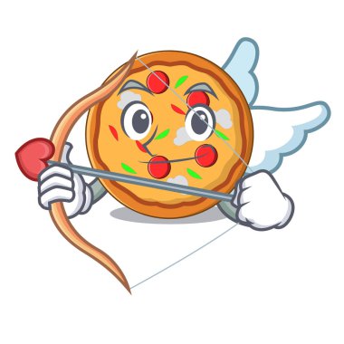Aşk tanrısı pizza karakter karikatür tarzı