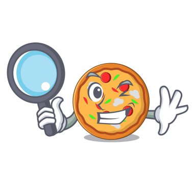 Dedektif pizza karakter karikatür tarzı