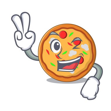 İki pizza karakter karikatür tarzı parmak