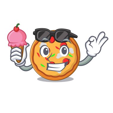 Dondurma pizza karakter karikatür tarzı ile