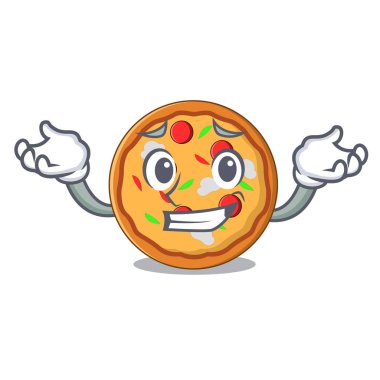 Sırıtan pizza karakter karikatür tarzı