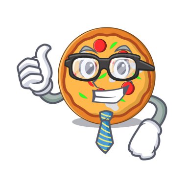 İşadamı pizza karakter karikatür tarzı