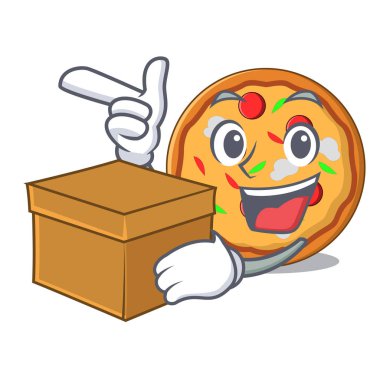 Kutusu pizza karakter karikatür tarzı ile