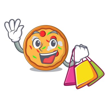 Pizza karakter karikatür tarzı alışveriş