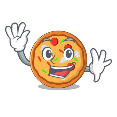 Pizza karakter karikatür tarzı sallayarak
