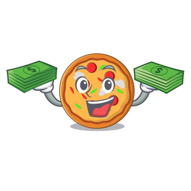 Para pizza maskot karikatür tarzı ile