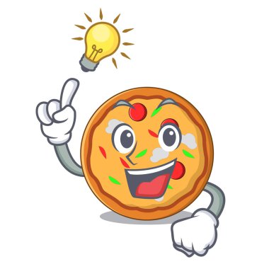 Bir fikir pizza maskot karikatür tarzı var