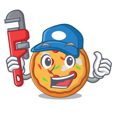 Tesisatçı pizza maskot karikatür tarzı