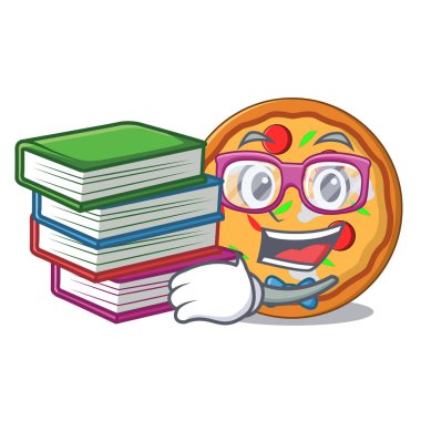 Öğrenci kitap pizza maskot karikatür tarzı ile