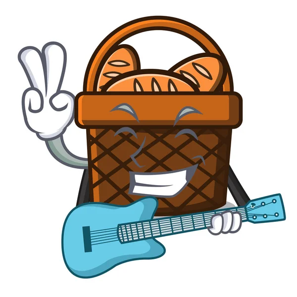 ギターのパンかごマスコット漫画ベクトル イラスト — ストックベクタ