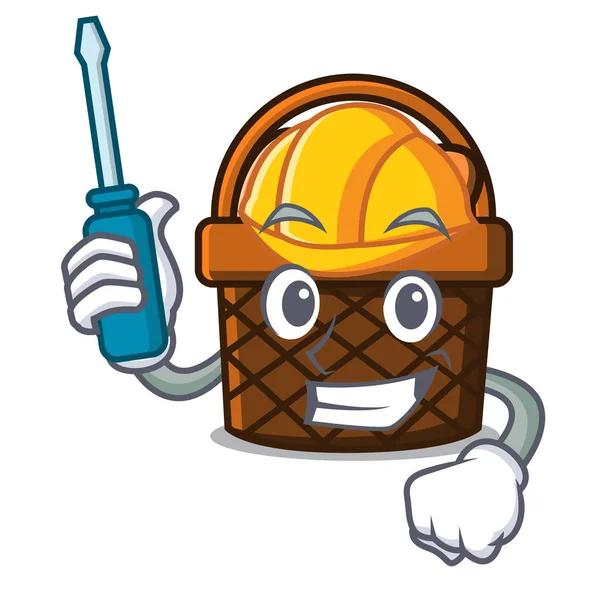 Otomotiv ekmek sepeti maskot karikatür vektör çizim