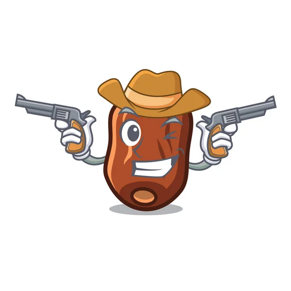 Cowboy Dates Fruit Character Cartoon Vector Illustration — Stock Vector