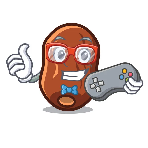 Gamer Datums Fruit Mascotte Cartoon Vectorillustratie — Stockvector