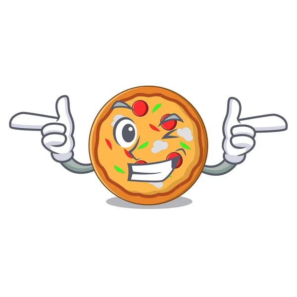 Wink pizza personaggio stile cartone animato — Vettoriale Stock