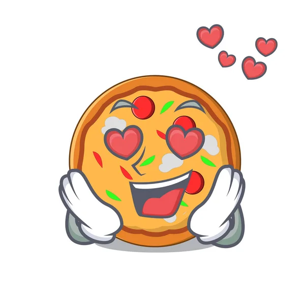 Dans l'amour pizza style de mascotte — Image vectorielle