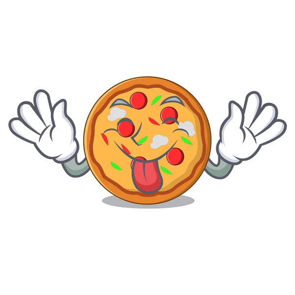 Lengua fuera de la mascota de la pizza estilo de dibujos animados — Archivo Imágenes Vectoriales