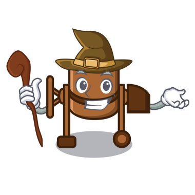 Cadı Beton Mikser maskot karikatür vektör çizim