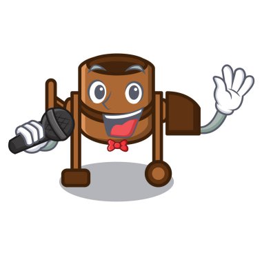 Beton Mikser maskot karikatür vektör çizim şarkı