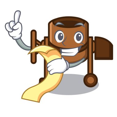 Menü Beton Mikser maskot karikatür vektör çizim ile