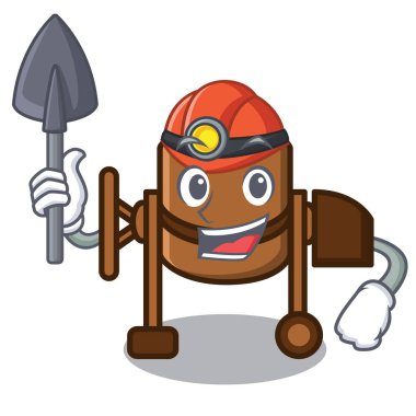 Madenci Beton Mikser maskot karikatür vektör çizim