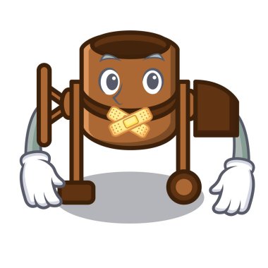 Sessiz Beton Mikser maskot karikatür vektör çizim