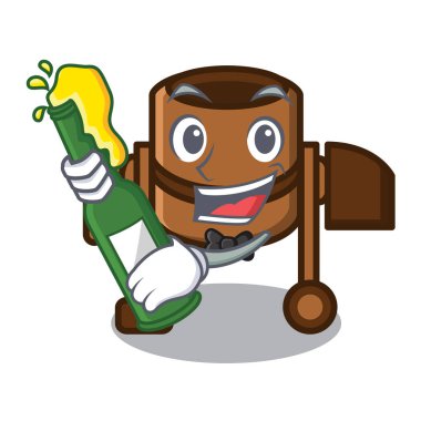 Bira Beton Mikser maskot karikatür vektör çizim ile