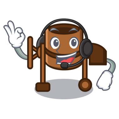 Kulaklık Beton Mikser maskot karikatür vektör çizim ile