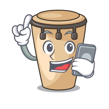 Telefon konga karakter karikatür tarzı vektör çizim ile