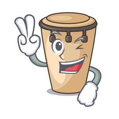 Konga karakter karikatür tarzı vektör çizim iki parmak