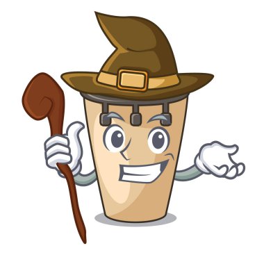 Cadı konga maskot karikatür tarzı vektör çizim