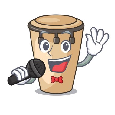 Şarkı konga maskot karikatür tarzı vektör çizim