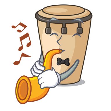 Trompet konga maskot karikatür tarzı vektör çizim ile