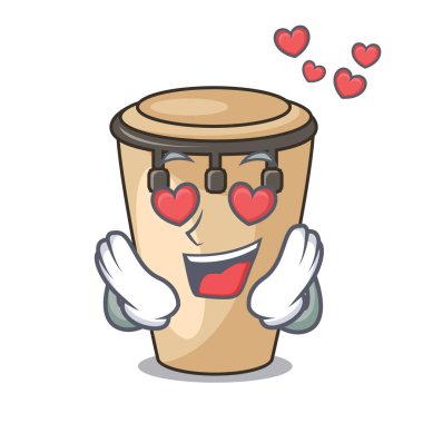 Aşk konga maskot karikatür tarzı vektör çizim içinde