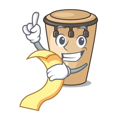 Menü konga maskot karikatür tarzı vektör çizim ile