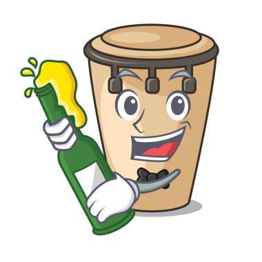 Bira konga maskot karikatür tarzı vektör çizim ile