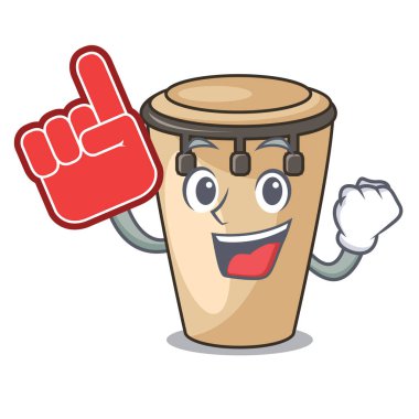 Köpük parmak konga maskot karikatür tarzı vektör çizim