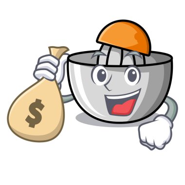 Para çantası meyve sıkacağı karakter karikatür tarzı ile