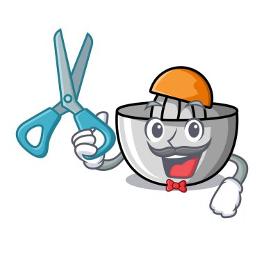 Meyve sıkacağı karakter karikatür tarzı berber